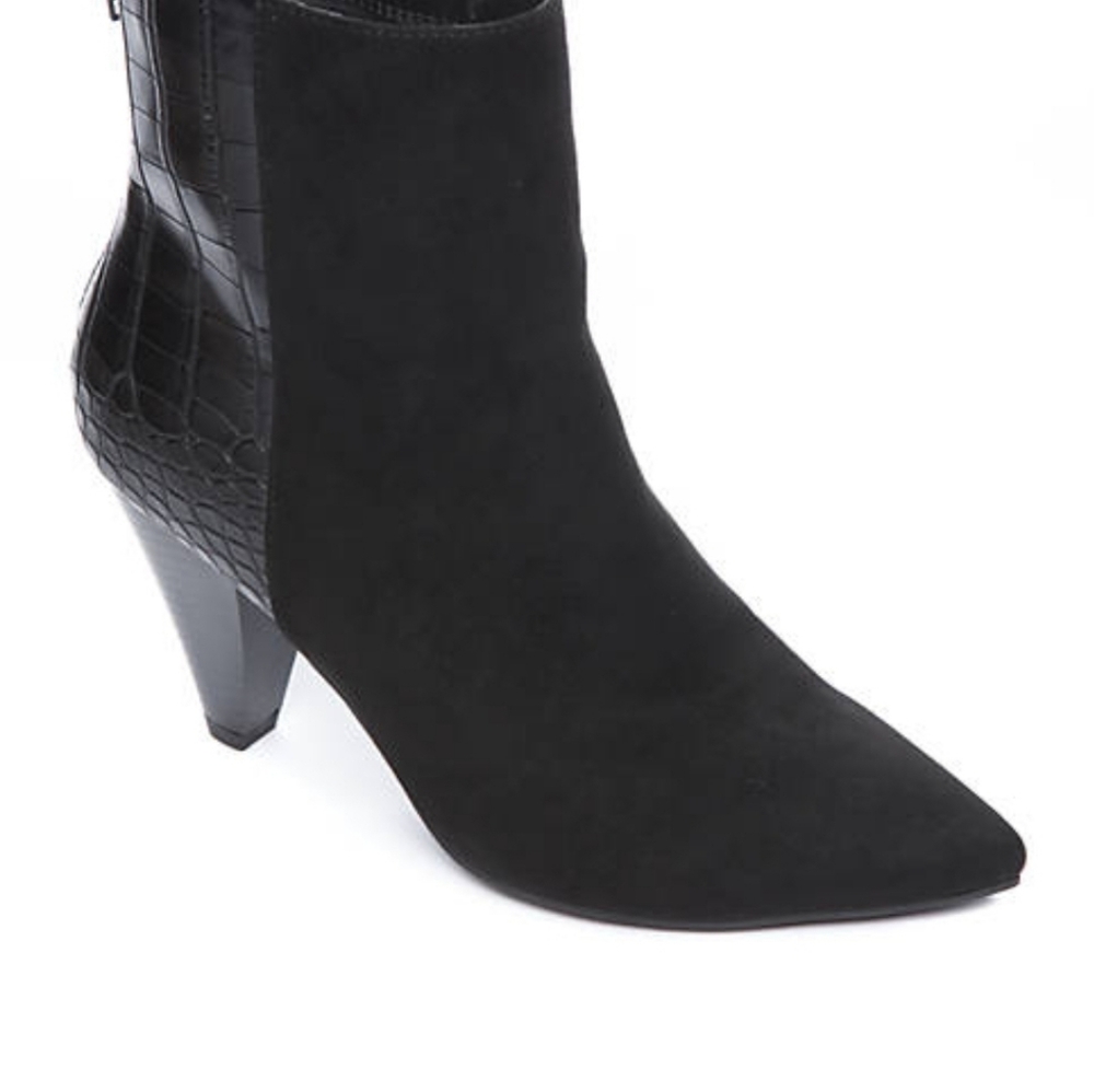 Cone Heeled Crocodile Booties